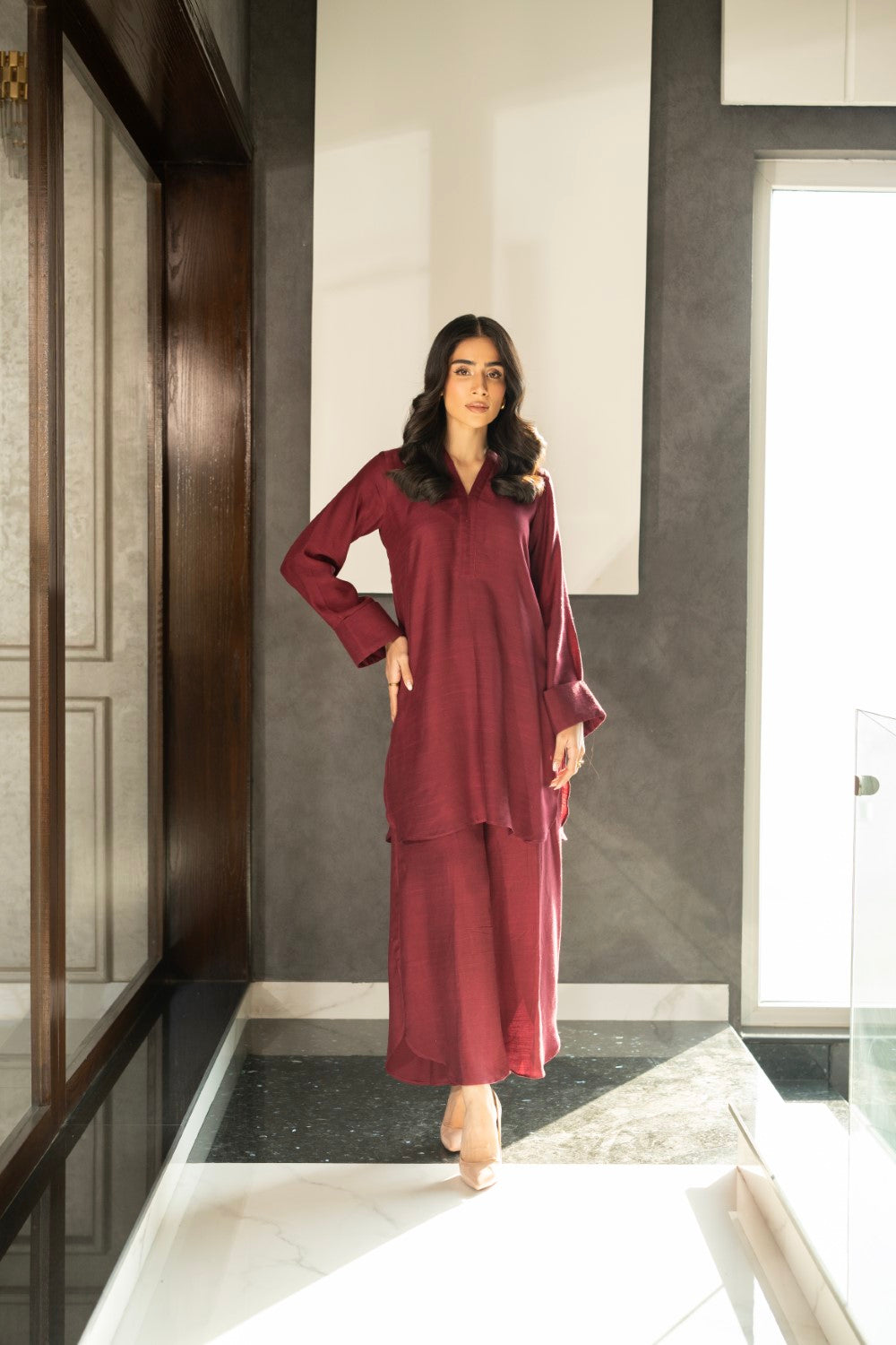 Burgundy Rouge | Khaddar Silk