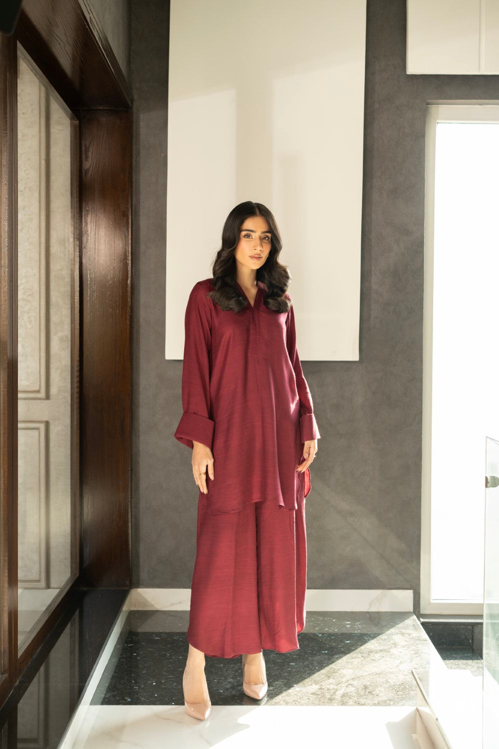 Burgundy Rouge | Khaddar Silk
