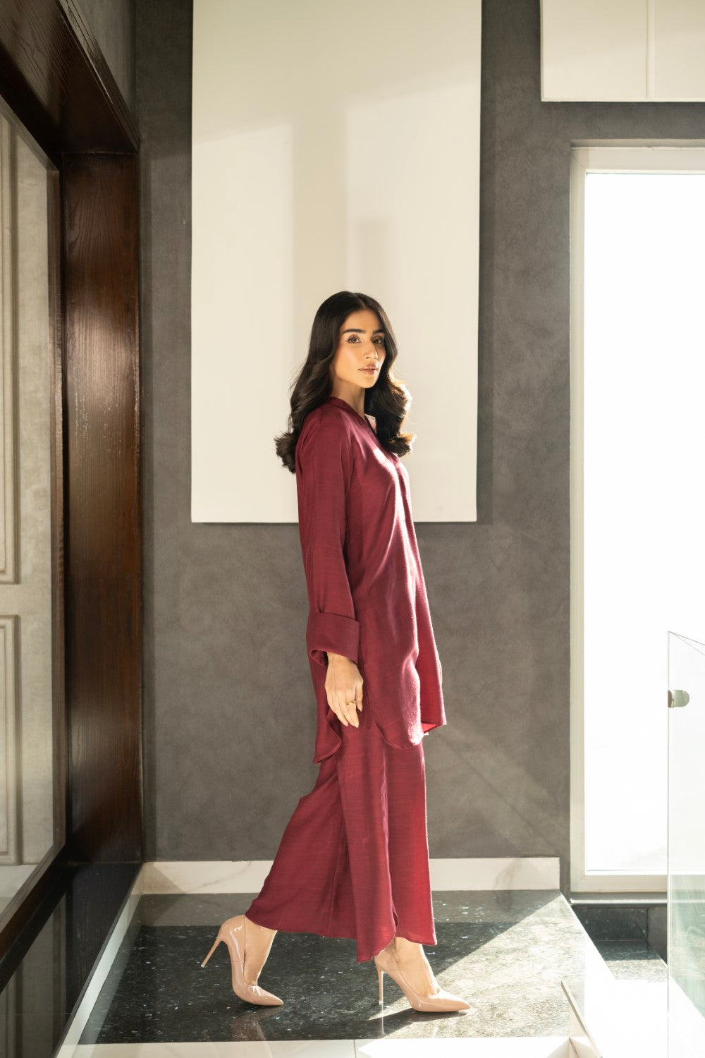 Burgundy Rouge | Khaddar Silk