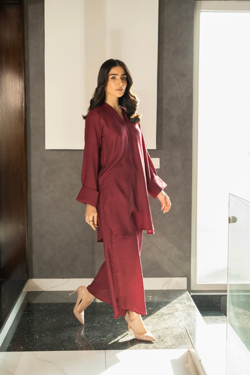 Burgundy Rouge | Khaddar Silk