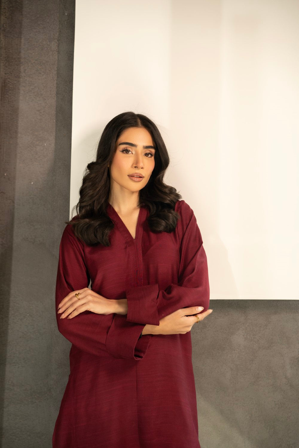 Burgundy Rouge | Khaddar Silk