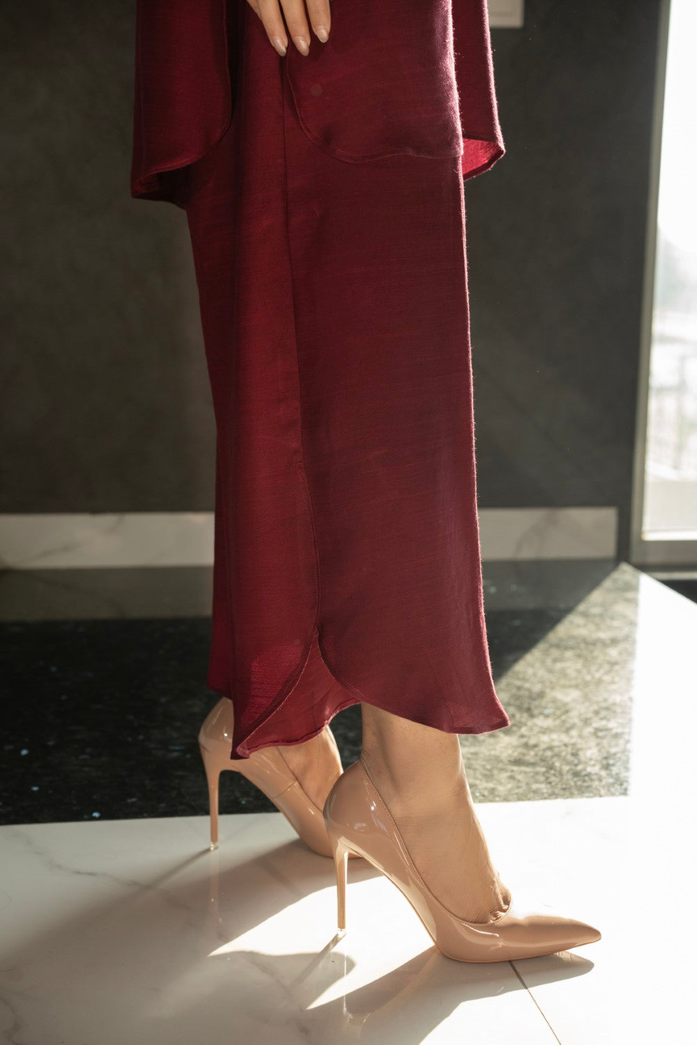 Burgundy Rouge | Khaddar Silk