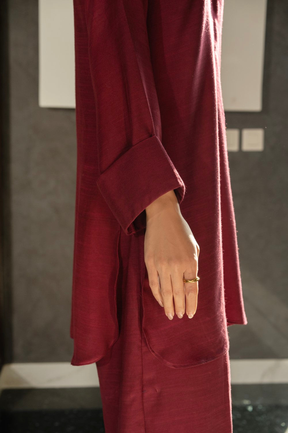 Burgundy Rouge | Khaddar Silk