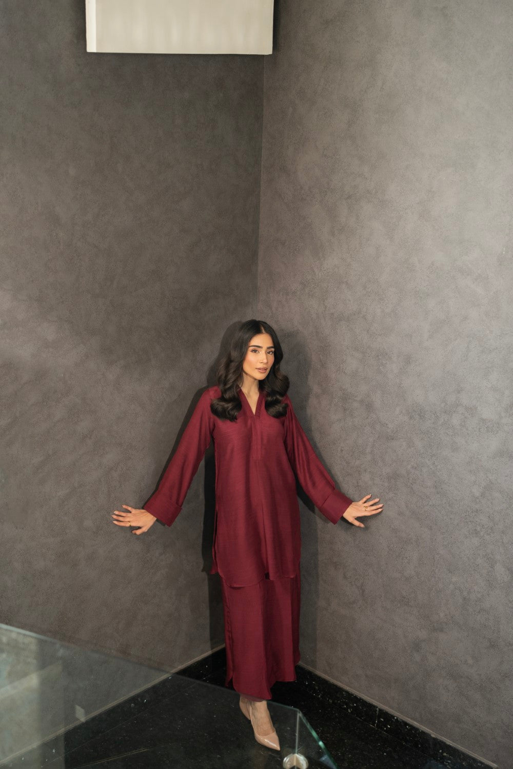 Burgundy Rouge | Khaddar Silk