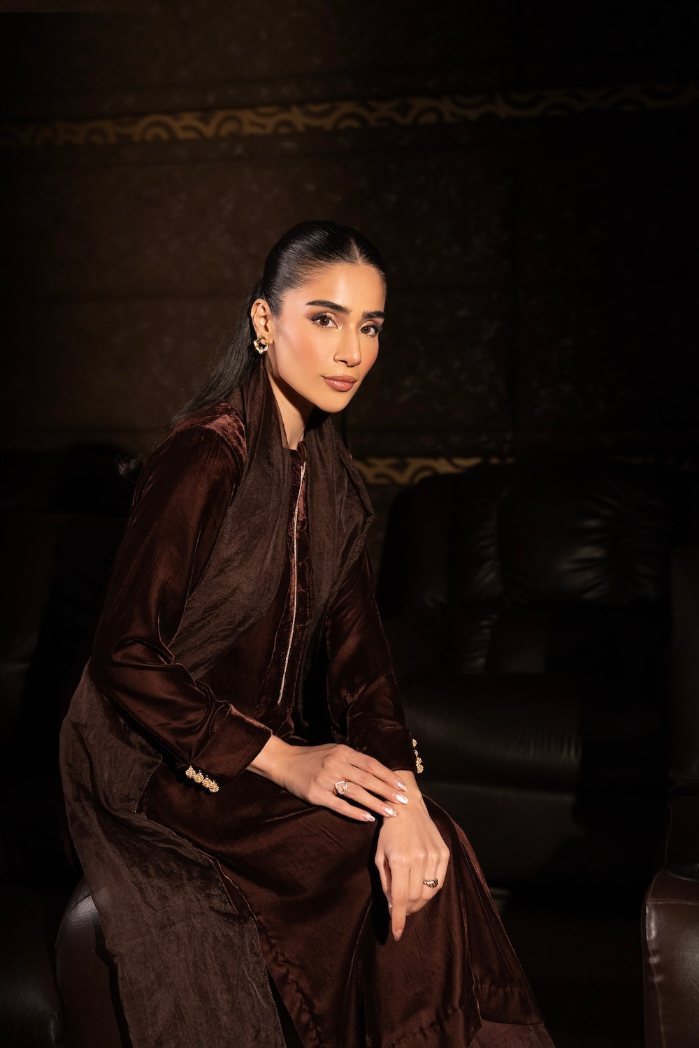 Cocoa Buttoned Set | Velvet