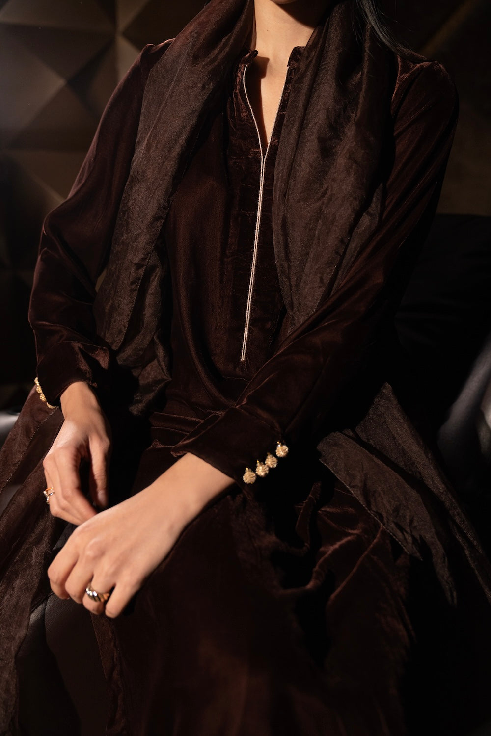 Cocoa Buttoned Set | Velvet