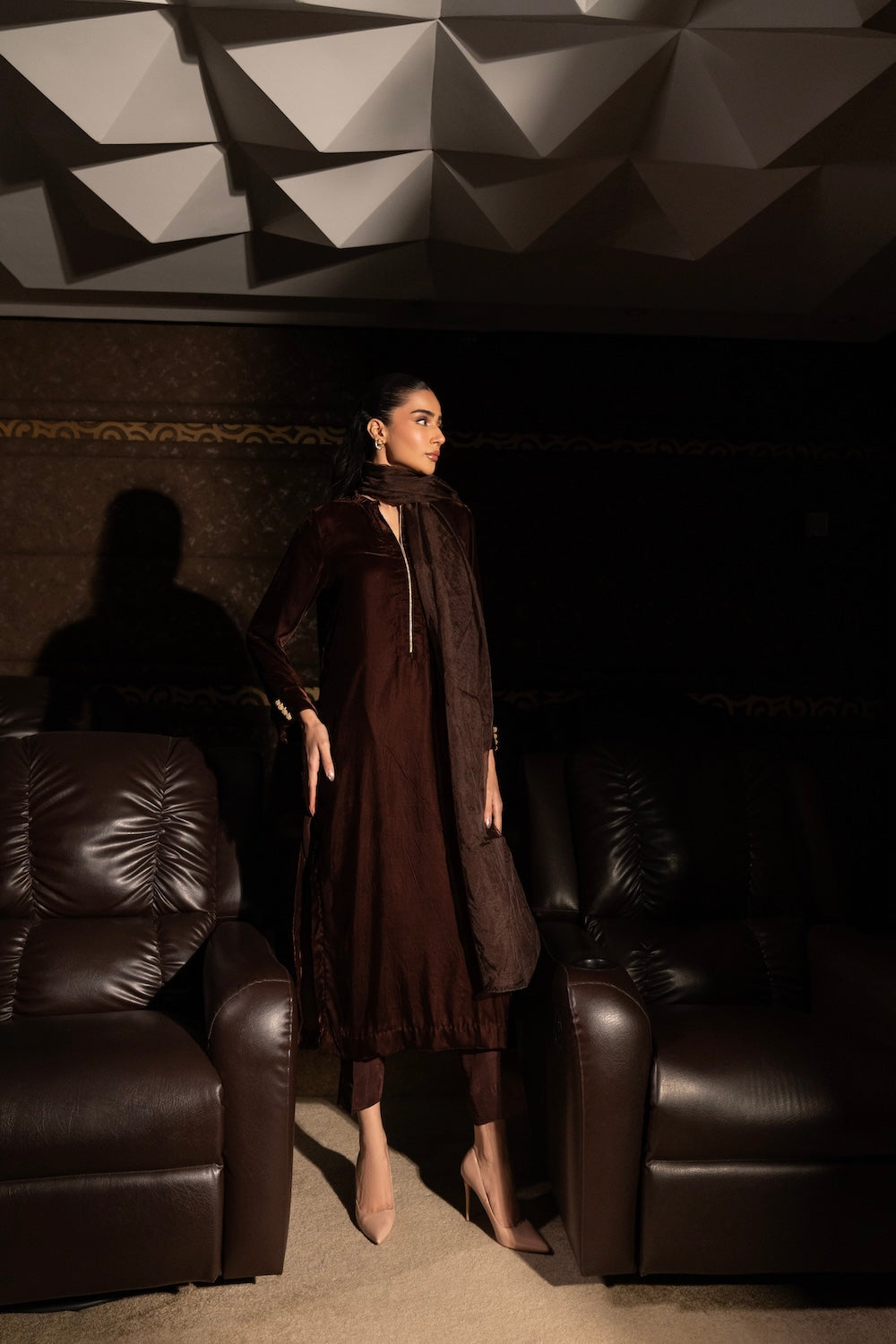 Cocoa Buttoned Set | Velvet