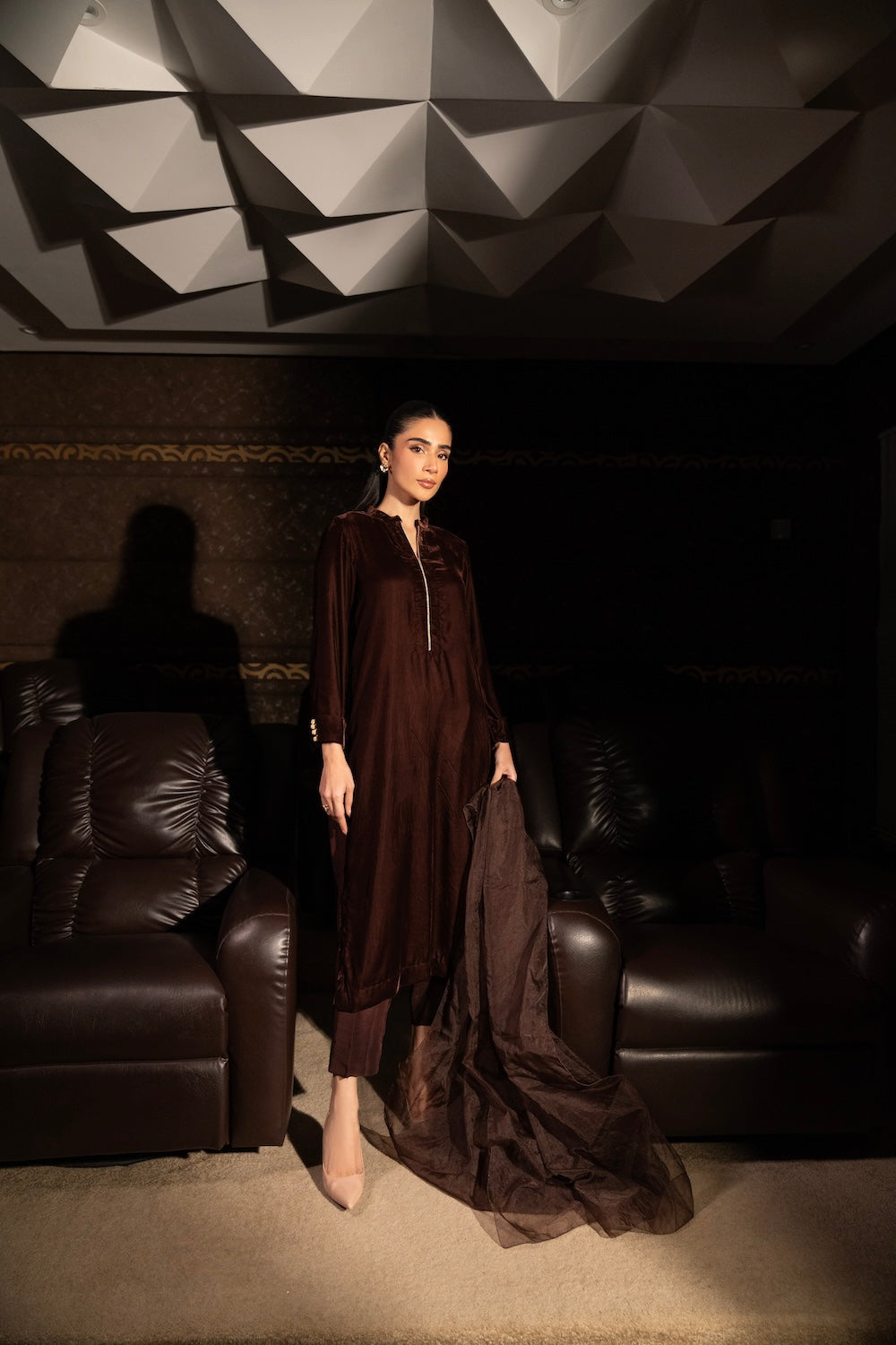 Cocoa Buttoned Set | Velvet